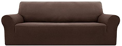 Deconovo Sofabezug Sofa Überzug Sofaüberwurf Sofa Cover Sesselbezug Sofahusse Sofa Abdeckung Super Elastisch Stretch Jacquard, 4-Sitzer(237-250cm), Dunkelbraun