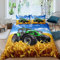 Loussiesd Traktor Bettwäsche Set Kinder 135x200cm Bettwäsche Jungs Teenager Weizenfeld Mähdrescher drucken Bettbezug Set Blau Grün Gold 100% Mikrofaser Betten Set Bauernhöfe Traktor Bettwäsche Jungs