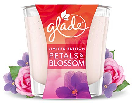 GLADE Jar Candle Klein, Duftkerzen, 6er Pack, Blütenblätter & Blüte, 30 Stunden Brenndauer, 129g