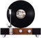 Platine vinyle verticale Bluetooth Music Box – Lecteur record vitesse – Fonction d'arrêt automatique – Haut-parleurs stéréo intégrés triples amplifiés – Prise casque Entrée RCA Sorties-Marron pour En