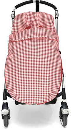 Universal Fußsack für Kinderwagen oder Buggy – Geruit – Handmade – Nenel (Rot)