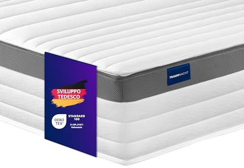 Traumnacht Exklusiv 7-Zonen 1.000er Tonnentaschenfederkernmatratze, Stiftung Warentest Testurteil Gut - Ausgabe 10/2023, 23 cm Premiumhöhe, Öko-Tex zertifiziert, Härtegrad 3 (H3), 140 x 210 cm
