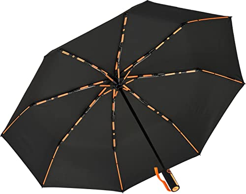 iX-brella Big Fiberglas Taschenschirm 104cm mit farbigen Doppel-Speichen - schwarz-orange
