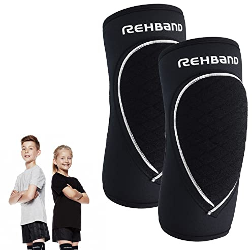 Rehband Ellenbogenschoner Kinder, 1 Stück oder 1 Paar, Schwarz, komfortabler Ellenbogenschützer für Volleyball & Handball
