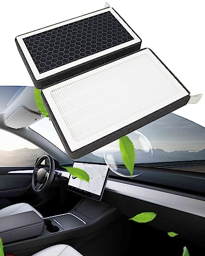 Modello y Filtro aria Hepa esterno con carbone attivo, Circolazione aria esterna, Filtro aria di ricambio Compatibile con Tesla Modello y (Modello Y/3 Filtro interno)