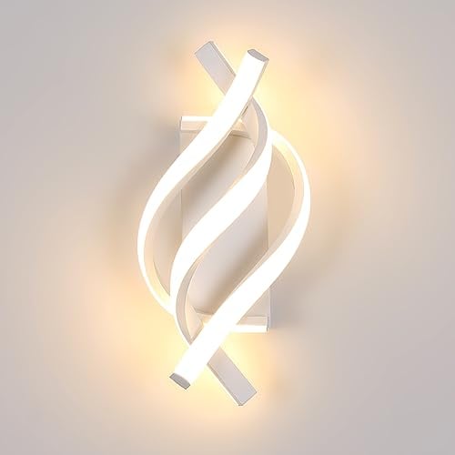 DAXGD Wandleuchte Moderne, Indoor LED Wandlampe 22W 2500 LM, Wandleuchten Gebogenes Design 3000K Warmes Licht für Schlafzimmer Flur Wohnzimmer, Weiß