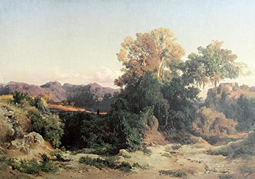 MSTECO Leinwanddruck Und Poster Wandkunst Bild Reproduktion in Alban Hills von Arnold Böcklin für Wohnkultur 60x90cm