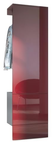 Vladon Garderobe Carlton Set 5, Made in Germany, Wandgarderobe aus Flur-Paneel mit Kleiderstange & Wandschrank, Anthrazit matt/Bordeaux Hochglanz (52 x 193 x 35 cm)