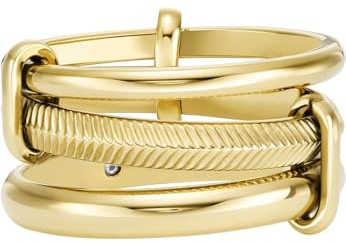 Fossil Prestack-Ring für Damen All Stacked Up Edelstahl goldfarben, JF045937106