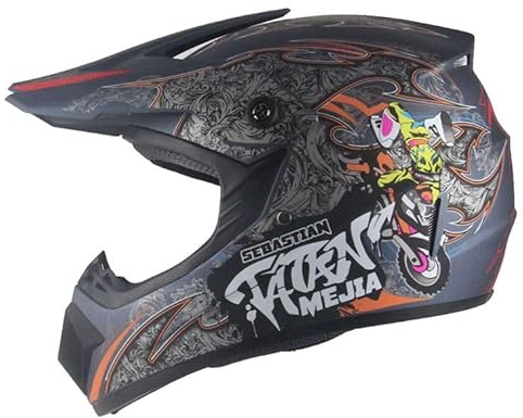 Kinder Crosshelm Mejia – Motorradhelm für Kinder, ABS-Schale, robuster Kinderhelm für Downhill, Quad und Motocross, Mattgrau, Größe M, 55 – 56 cm