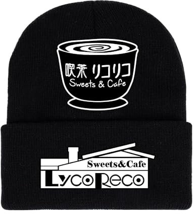 Lycor-is Reco-il Mütze Damen, Weiche Cuffed Beanie Strickmütze mit Druck, Angenehm Winterhüte für Frauen Männer Unisex-Black-B||1 Piece