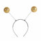 Haarband Alien Haarreif Kopfschmuck Fascinator Stirnbänder mit 2 runden schwingenden Kugeln Glitzer Disco Bälle Accessoire zu Karneval Haarschmuck für Damen & Herren (Gold)