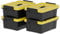 Cetomo 15L*4 Storage Boxes, Plastic Storage Box with Lids, Handle and Latching Buckles for Tool Outdoor Garden Garage Home, Durable, Heavy Duty, Stackable, Nesting, Black and Yellow, 15L(4 Pack)