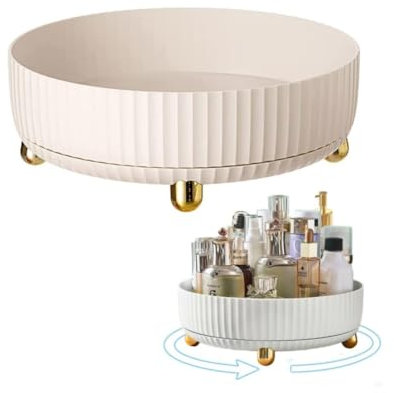 Organizer Trucchi, Organizer Girevole 360°, Porta Trucchi Rotante Multifunzione, Profumi Per Organizzazione e Conservazione Della Vanità del Bagno Cucina (Bianco)