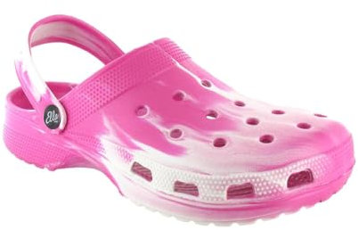 ella Shoes Womens Clogs EVA Slip On Moulded Footbed Lightweight Comfort Stylish Pool Beach Garden Colourful Tie Dye Mules (Fuchsia Marble), 7 UK