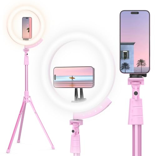 12'' Ring Light with 62'' Phone Tripod-Pink