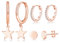 Loutade Silver & Rose Gold Earring Set - 3 Pairs Sterling Silver Hoops, Drops & Studs - Cartilage Sleeper with Star Dangling for Girls
