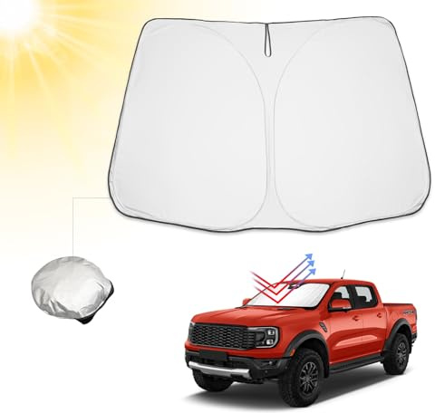 BIBIBO Pare-soleil avant de voiture avec Ford Ranger T9 2023-2025, protection solaire de voiture, qualité certifiée, pliable, avec protection UV