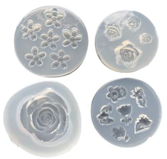 Fondant Molds 4 Pieces Flower Silicone Mould Crystal Epoxy Glue Phone Case Flower Mould Transparent
