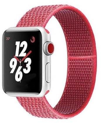 Gift4Me Correa de Nylon Compatible con Reloj Apple Watch Series 7-45mm Rojo