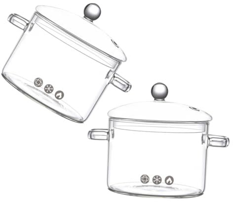 NAMOARLY 2St Glastopf Großer Kochtopf cauldron big pot Tasse Suppentopf pfannenwender Kochgeschirr Schmortopf für den Haushalt Glaskanne für zu Hause Mit Deckel durchsichtiger Topf Gasherde