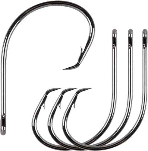 Fishing Hooks Ultra Point Circle Hooks,50PCS High Carbon Steel Offset Inline Octopus Sharp Hooks Live Bait Hooks Saltwater Fishing Accessories(1/0)