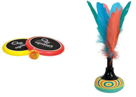 Schildkröt Funsports Softdisc Ogo Sport Set, Standardgrösse, rot, gelb, Durchmesser 29 cm, 970117 & Neopren Peteca, Handfederball mit weicher Neopren-Schlagfläche, Indiaca