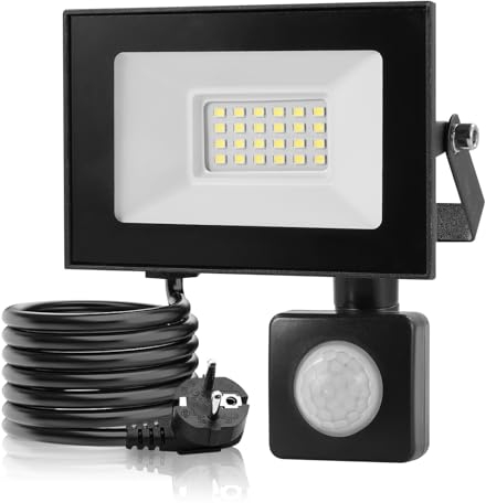 20W Projecteur LED Exterieur Detecteur de Mouvement - 2000LM Super Lumineux Projecteur LED Extérieur 6500K Blanc Froid Spot LED Extérieur IP65 Etanche Projecteur Exterieur LED pour Jardin, Garage