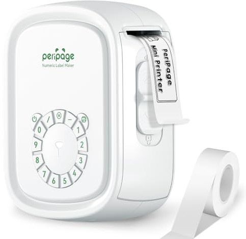 PeriPage P10Pro Etikettendrucker - Tragbar, Weiß, mit Rundtastatur, Ohne Bluetooth, USB Wiederaufladbar, Für Büro und Zuhause