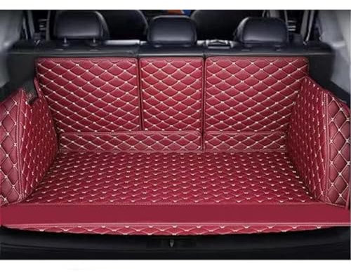 WTGCZDHY Auto Kofferraummatten für BMW 5 Series E39 1995-2010,PU Leder Voll Umgeben Rear Kofferraum Mats,Antirutsch wasserdichte Innenraum Schützen,A-WineRed