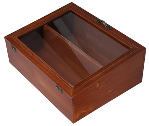 STOBOK Wooden Display Cabinet Clear Shadow Boxes Front Display Cases Desktop Organizer Mini Figure Display Cabinet Wood Freestanding Box for Home Kitchen Decoration