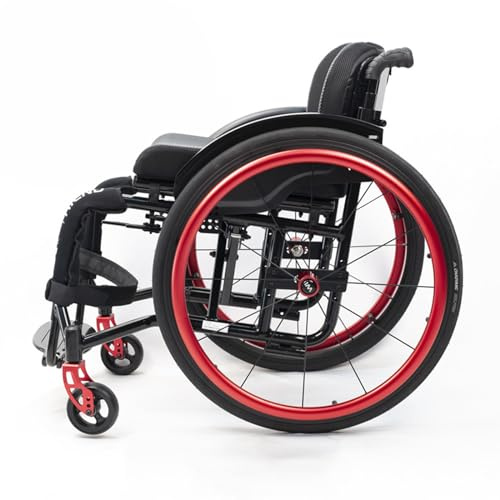 Rollstuhl aus Aluminiumlegierung für Erwachsene – Leichter Sport-Klapprollstuhl mit Handbremsen und Schnellspanner-Hinterrädern – Mobilitätshilfe für Selbstständigkeit