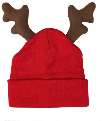 tshirtladen Rentier Mütze Elchmütze Elch Weihnachtsmütze gestrickt mit ausgepolstertem Stoff-Geweih