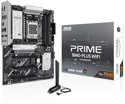 ASUS Prime B840-PLUS WiFi - Placa Base AMD ATX, DDR5, PCIe 4.0 Ready, Tres Ranuras M.2, Wi-Fi 6E, Realtek 2.5Gb Ethernet, DisplayPort, HDMI, USB 10Gbps Tipo-A y Tipo-C, BIOS Flashback, Aura Sync