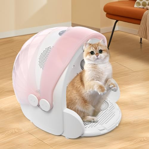 Asciugatrice pieghevole per animali domestici, asciugatura automatica per gatti e cani di piccola taglia, asciugatura a 360 gradi, temperatura regolabile e intensità del vento, 600 W 22 V