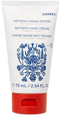 KORRES ALMOND OIL & VITAMIN C Anti-Spot Handcreme SPF 15, mit Vitamin C und Mandelöl, gegen Pigmentflecken, vegan, 75 ml