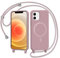 AOMYKE Handyband für iPhone 12 / iPhone 12 Pro Hülle mit Band, Magnetisch Handyhülle kompatibel mit Magsafe zum Umhängen Schutzhülle mit Kette Kordel Weich TPU Liquid Silikon Case，Pink