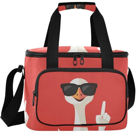Funny Goose Red Lunch Bag Travel Cooler Bag Insulated Lunch Box