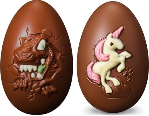 Easter Egg Chocolates Selection Pack of 2 - Unicorn and Dinosaur Milk Chocolate Easter Egg 151g - Perfect for Your Easter