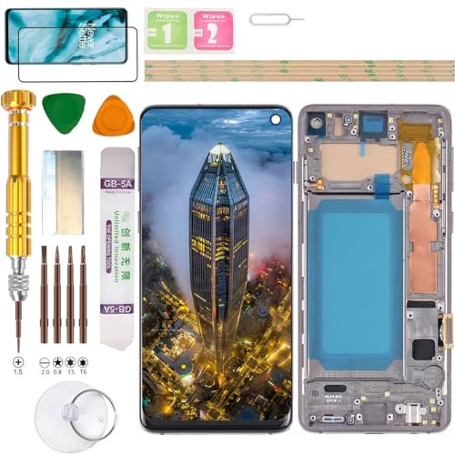 Gadget Troops (Kein Fingerabdruck) LCD Display Assembly für Samsung Galaxy S10 (4G Version) SM-G973F/DS, G973U, G973U1, G973W, G973N, G973X, SCV41, G973C Bildschirm Ersatz-Kit (schwarz)