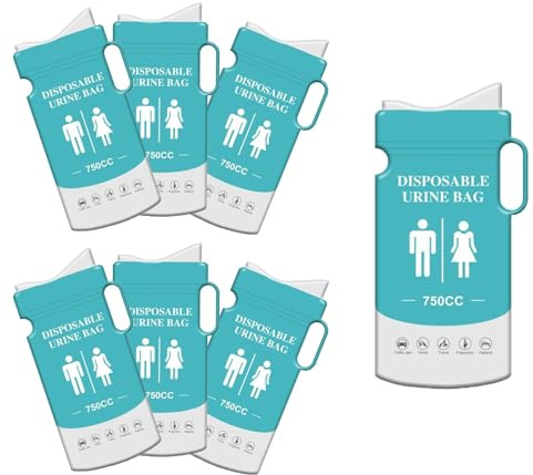 Confezione da 6 sacchetti usa e getta per urina con manico, sacchetti igienici di emergenza, sacchetti igienici portatili per orinatoio, sacchetti per vomito per ingorghi stradali, campeggio