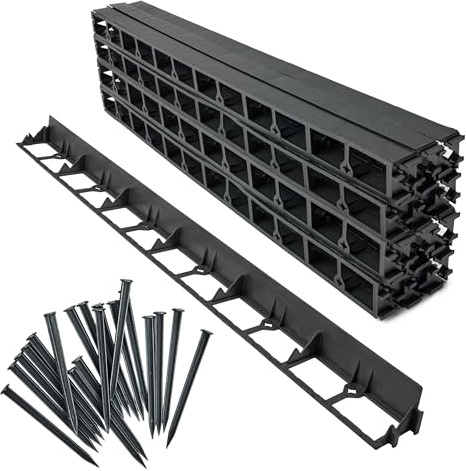 Garronda Bordure de Jardin Gazon en Plastique 24 m, Hauteur 5,8 cm GD-0157 | Bordurette Flexible Extérieur, avec 100 Piquets, Bas, Anti-Intempéries, pour Délimitation Pelouse Massifs Potager Allée, Noir