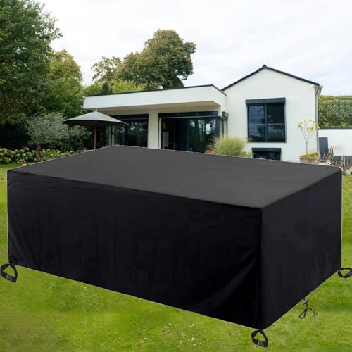 OUZUIU Rechteckige Gartenmöbel-Abdeckung 155x60x80cm/LxWxH 420D Oxford-Gewebe, wasserdicht, Winddicht, UV-geschützt & staubdicht, für Gartensets, Terrassenmöbel & Gartentische, schwarz