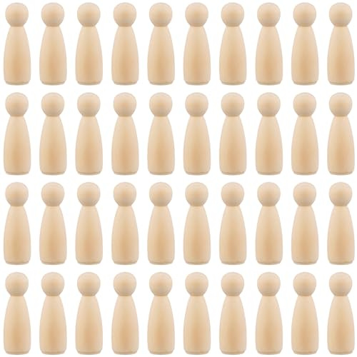 SYUTBOU 40 Stück Holzfiguren zum Bemalen, 75mm Unvollendete Holzfiguren für Basteln, Dekoration
