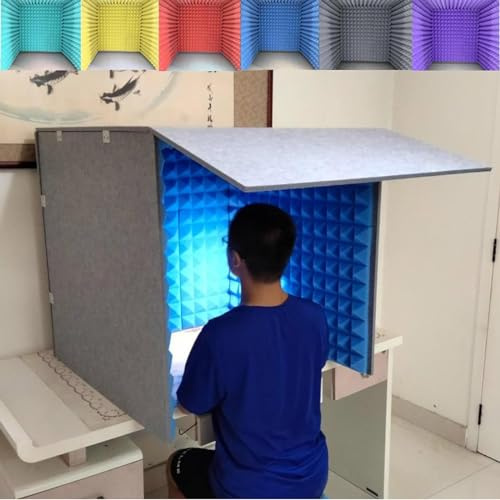 Desktop Soundproof Cover, Portable Vocal Recording Booth, Self Made Sound Booth Box, Soundproofing Acoustic Foam Panel, Portable Soundproof Booth, Recording Booth for Home Studio,Blue-80x80x80CM