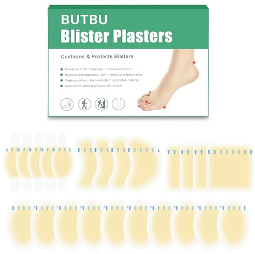 BUTBU 22 Piezas Almohadillas para Ampollas, Apósitos Hidrocoloides Contra Rozaduras, Ampollas Medianas, Vendas adhesivas Impermeables para Ampoll-as, para Talón, Dedos de Los Pies（Paquete Variado A）