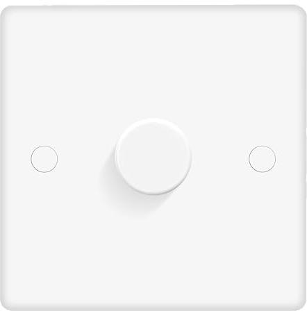 EVOGES Vector Push Dimmer Switch – White Gloss, LED Compatible, 250VA, 1 Gang or 2 Gang Options (1 Gang)