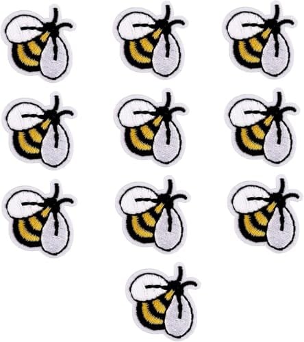 10 x Bienen-Aufnäher zum Aufbügeln, bestickte Applikationen, dekoratives Nähen, Tier-Aufnäher, Aufkleber für Taschen, Jacken, Jeans, Kleidung, DIY Patches