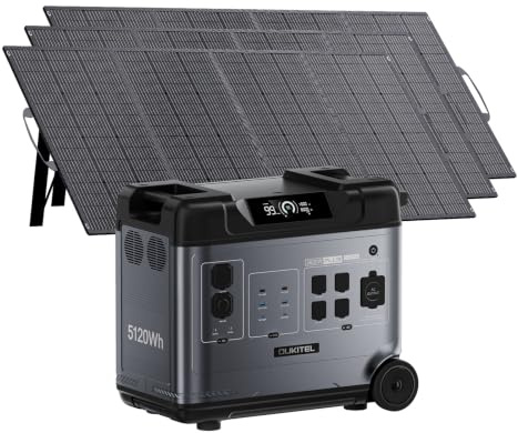 OUKITEL P5000 Pro Centrale Elettrica Portatile 4000W, 5120Wh LiFePO4 Batteria Generatore Solare con 3 * 200W Pannello Stazione di Alimentazione Elettrico Generatori per Uso Domestico/Campeggio/Camper