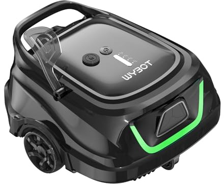 WYBOT A1/OS2010 Robot Piscine sans Fil pour Piscines Hors-Sol, Aspirateur Automatique, Robot Piscine 120 Min Autonomie, Double Filtration, LED, Charge 2.5h, 4 Modes,Vert forêt